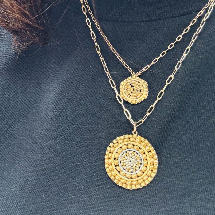 gold medallions large, hexagon