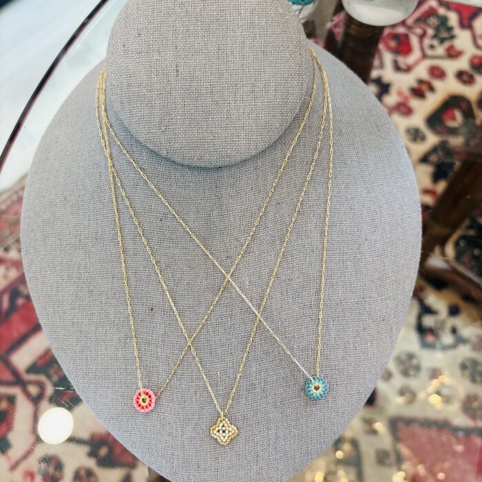 candy watermelon, turquoise, clover neutral