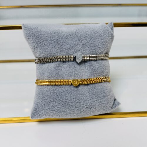 Custom heart initial slinky bracelet