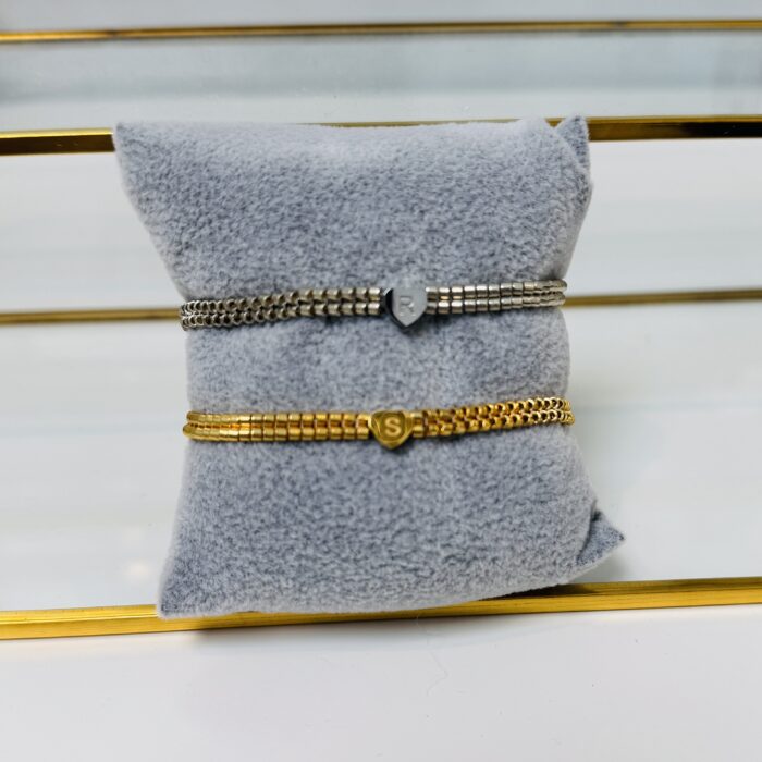Custom heart initial slinky bracelet