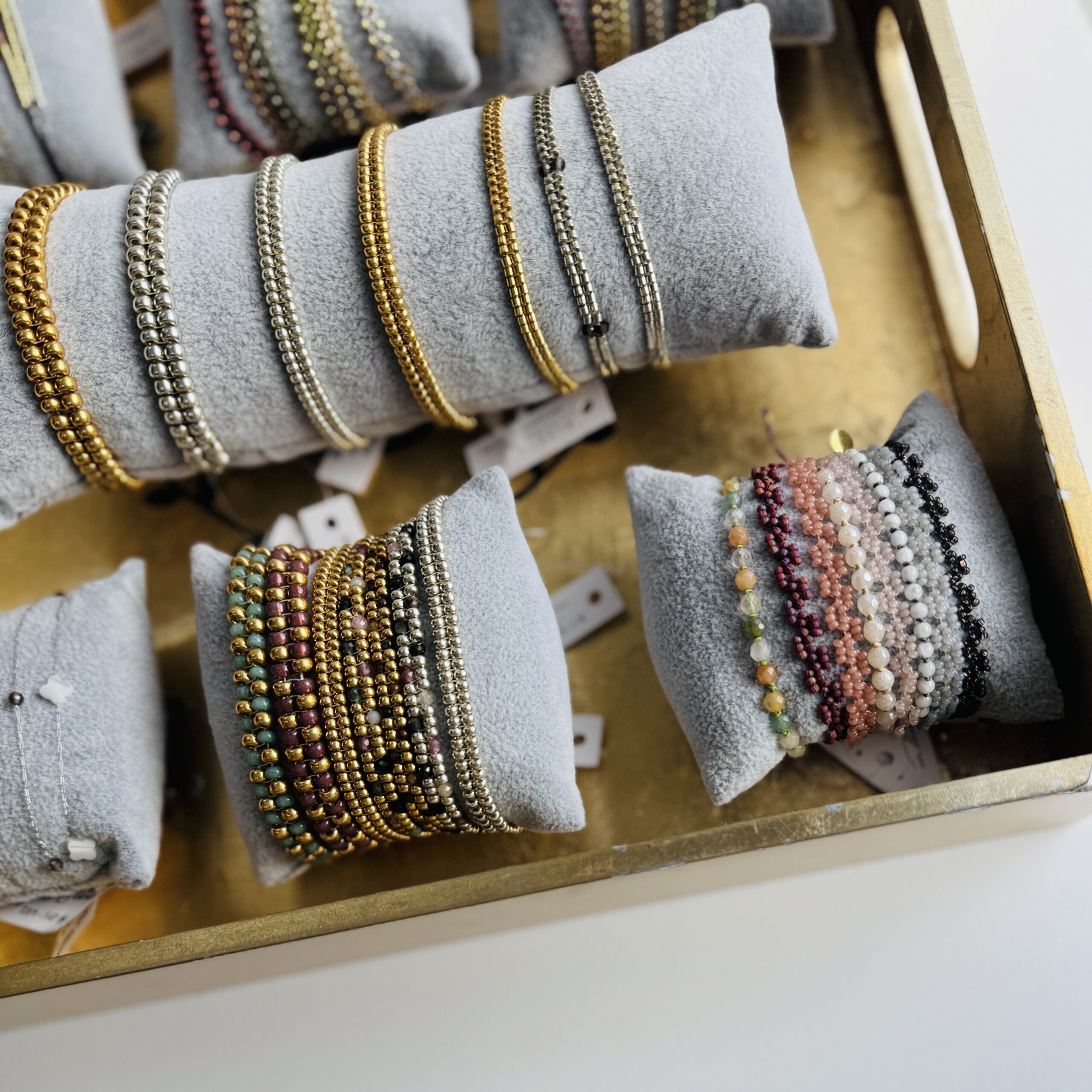 Large bubble bracelets, slinky bracelets, iconic beaded bracelets