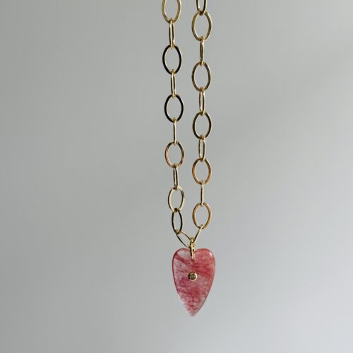 Chunky Heart Necklace - pink