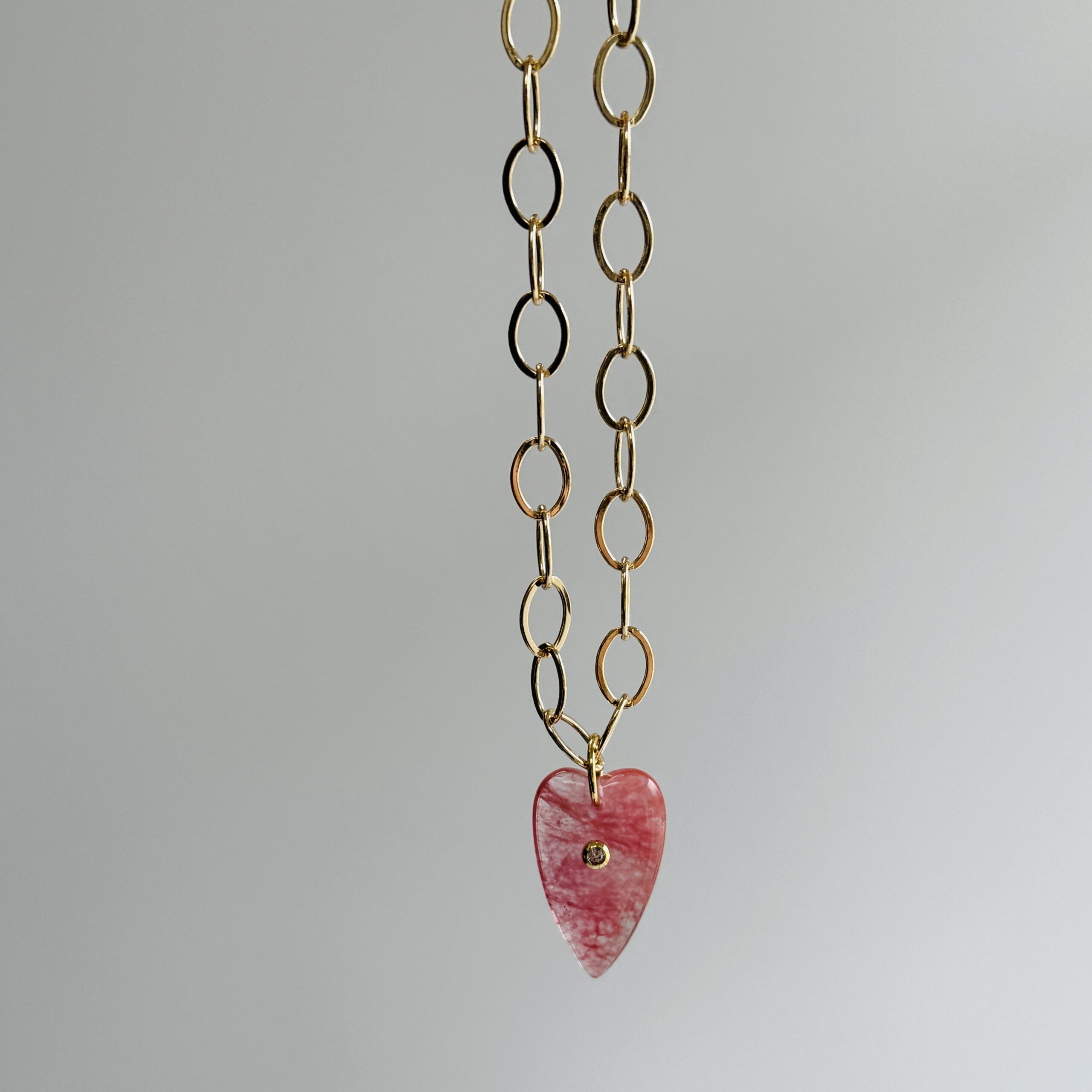 Chunky Heart Necklace - pink